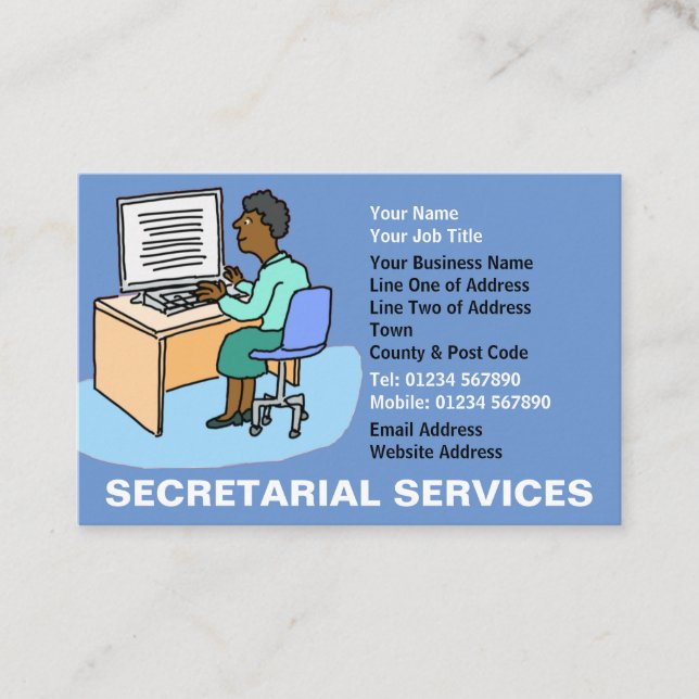 Tarjeta De Visita Servicios de Secretaría con Secretario Negro. (Anverso)