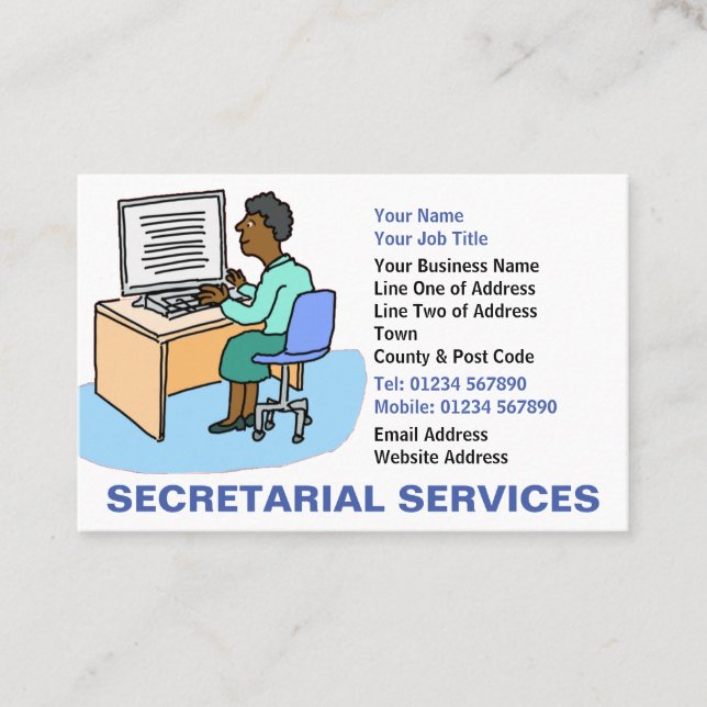 Tarjeta De Visita Servicios de secretaría para mujeres negras (Anverso)