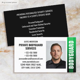 Tarjeta De Visita Servicios de seguridad de escolta Foto ID Verde