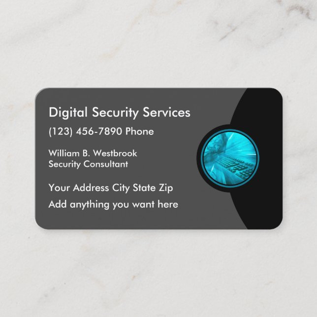 Tarjeta De Visita Servicios de seguridad empresarial digital (Anverso)
