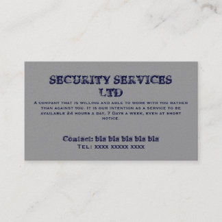 Tarjeta De Visita SERVICIOS de SEGURIDAD LTD, contacto: bla bl del