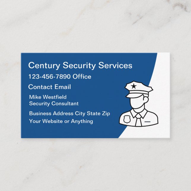Tarjeta De Visita Servicios de Seguridad Modernos Simples  (Anverso)