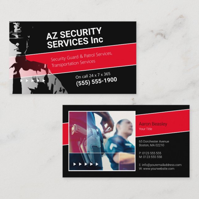 Tarjeta De Visita Servicios de seguridad | Policía privada (Anverso / Reverso)