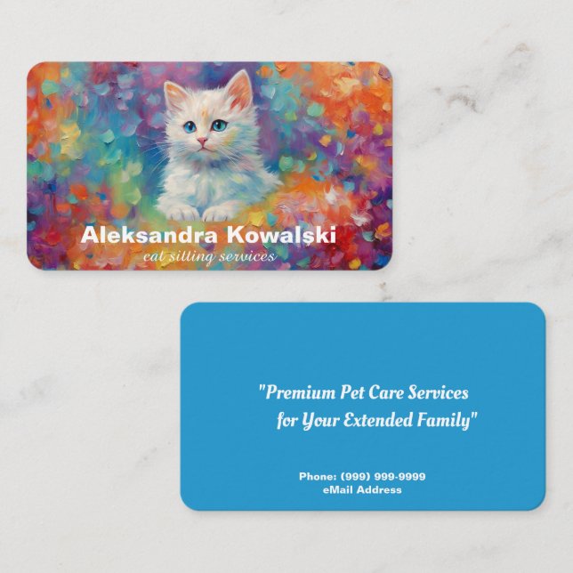 Tarjeta De Visita Servicios de sentados para gatos (Anverso / Reverso)