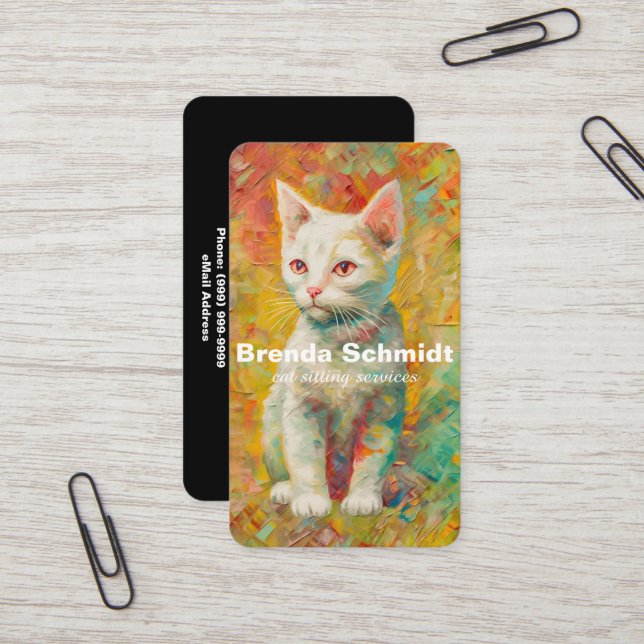 Tarjeta De Visita Servicios de sentados para gatos (Anverso/Reverso In Situ)