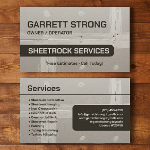 Tarjeta De Visita Servicios de Sheetrock Contratista Personalizado d