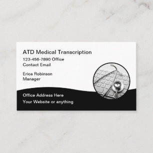 Tarjeta De Visita Servicios de Transcripción Médica Modernos