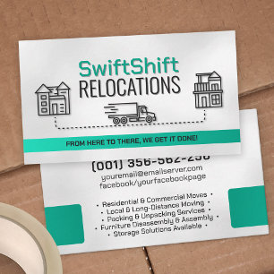 Tarjeta De Visita Servicios de traslado - Reubicación - Arte de líne