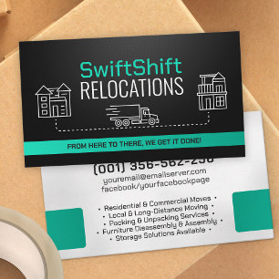 Tarjeta De Visita Servicios de traslado - Reubicación - Arte de líne