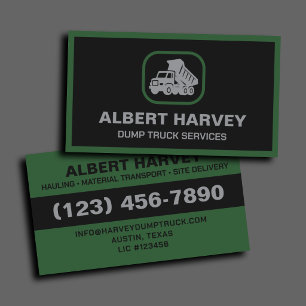 Tarjeta De Visita Servicios de Volquetes Contratista de Transporte d