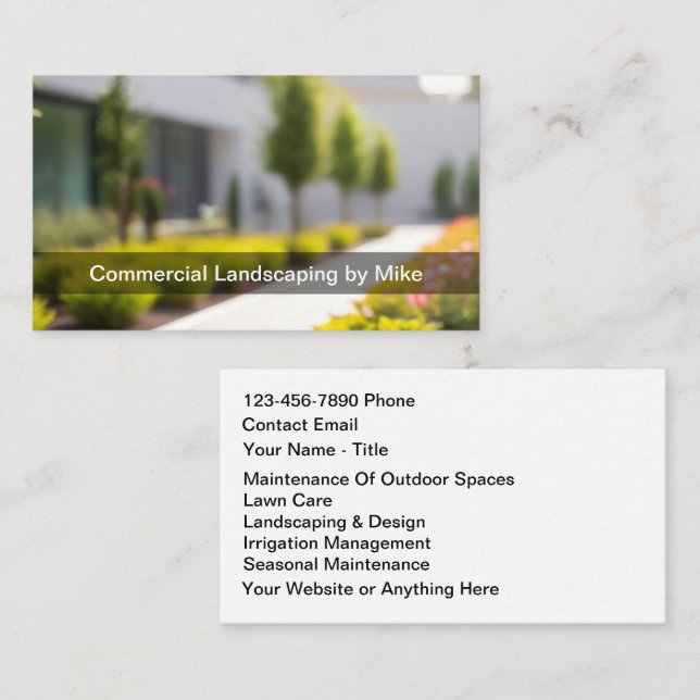 Tarjeta De Visita Servicios del equipo de paisajismo comercial (Anverso / Reverso)
