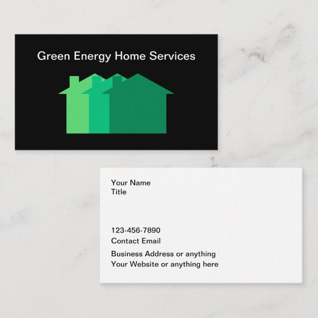 Tarjeta De Visita Servicios domésticos de energía verde (Anverso / Reverso)