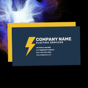 Tarjeta De Visita Servicios Eléctricos - Azul y Amarillo