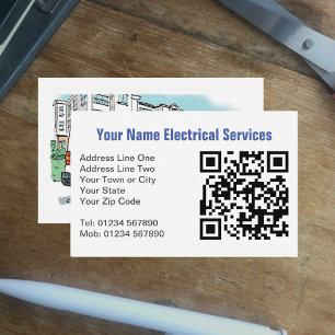 Tarjeta De Visita Servicios Eléctricos con Nombre en Furgoneta Más C