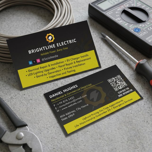 Tarjeta De Visita Servicios Eléctricos | Construcción especializada (Subido por el creador)