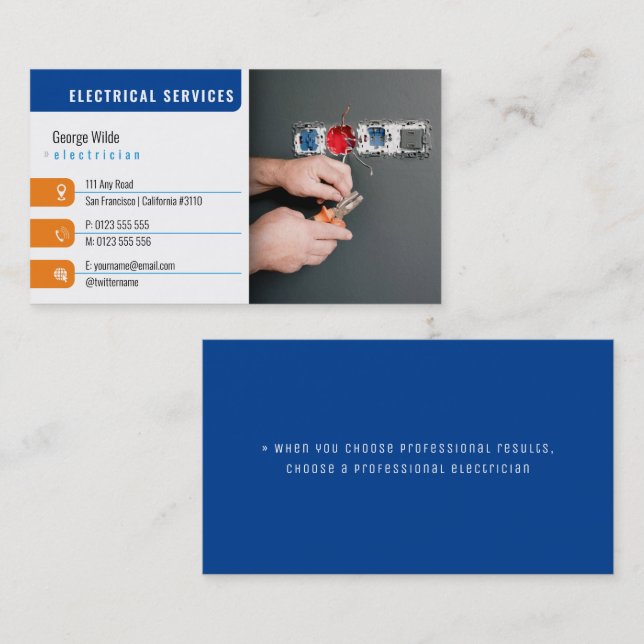 Tarjeta De Visita Servicios eléctricos | Electricista (Anverso / Reverso)