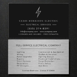 Tarjeta De Visita Servicios Eléctricos Electricista Metálico Platead