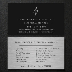 Tarjeta De Visita Servicios Eléctricos Electricista Metálico Platead
