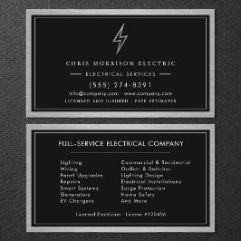 Tarjeta De Visita Servicios Eléctricos Silver & Black Electricista