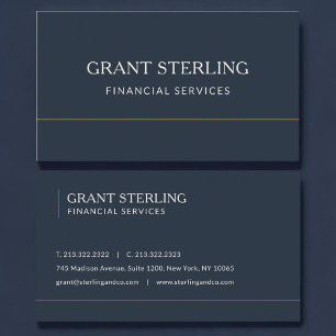Tarjeta De Visita Servicios Financieros Azul Marino Profesional