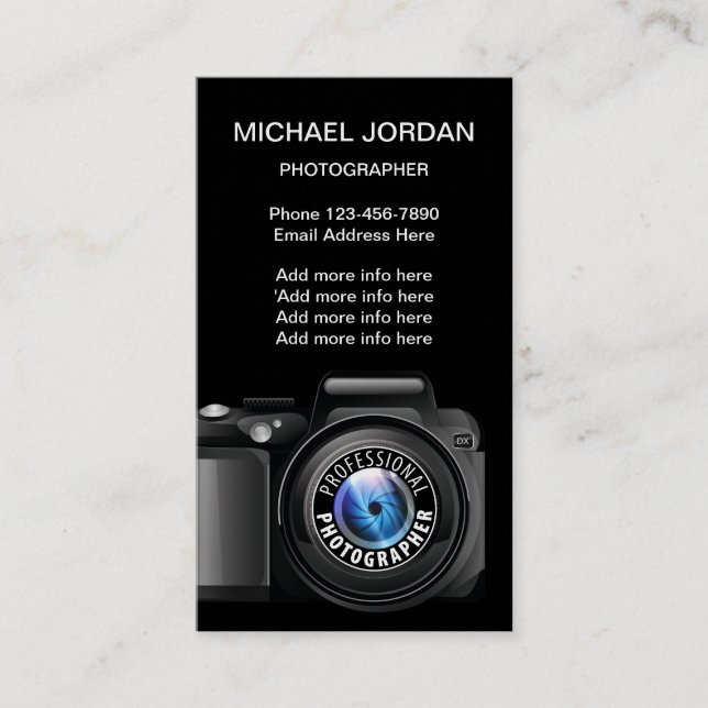 Tarjeta De Visita Servicios frescos de la fotografía del fotógrafo (Anverso)