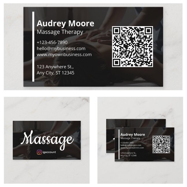 Tarjeta De Visita Servicios holísticos de masajes y bienestar (Holistic Massage and Wellness Services Business Card
)