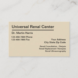Tarjeta De Visita Servicios médicos del riñón renal del médico