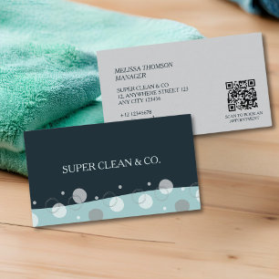 Tarjeta De Visita Servicios mínimos modernos de limpieza azul oscuro