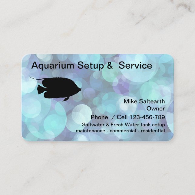 Tarjeta De Visita Servicios modernos de acuario tropical (Anverso)