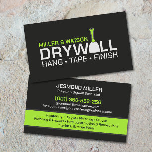 Tarjeta De Visita Servicios Modernos de Enyesado de Drywall Profesio