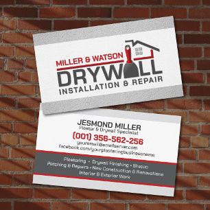 Tarjeta De Visita Servicios Modernos de Enyesado de Drywall Profesio