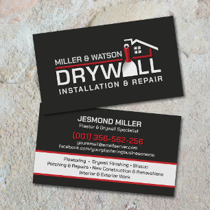 Tarjeta De Visita Servicios Modernos de Enyesado de Drywall Profesio