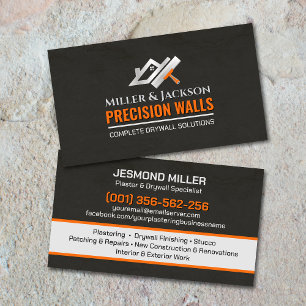 Tarjeta De Visita Servicios Modernos de Enyesado de Drywall Profesio
