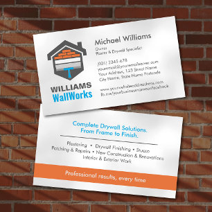 Tarjeta De Visita Servicios Modernos de Enyesado de Drywall Profesio