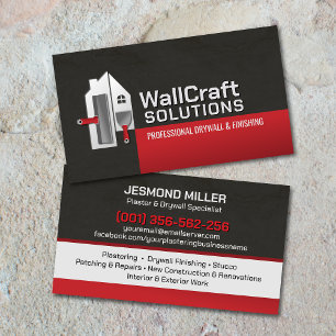 Tarjeta De Visita Servicios Modernos de Enyesado de Drywall Profesio