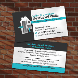 Tarjeta De Visita Servicios Modernos de Enyesado de Drywall Profesio