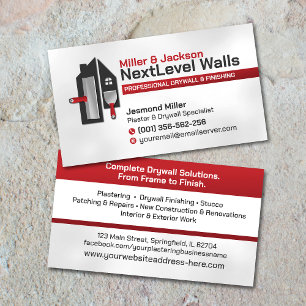 Tarjeta De Visita Servicios Modernos de Enyesado de Drywall Profesio