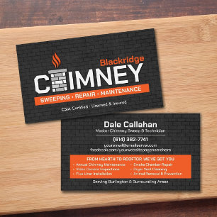 Tarjeta De Visita Servicios Modernos de Limpieza de Chimeneas y Chim