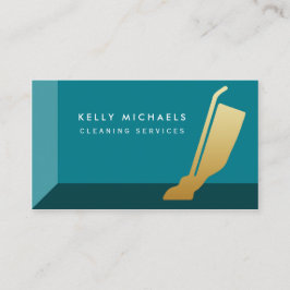 Tarjeta De Visita Servicios modernos de limpieza de vacío Verde azul