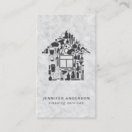 Tarjeta De Visita Servicios modernos de limpieza gris