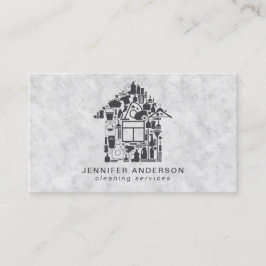 Tarjeta De Visita Servicios modernos de limpieza gris