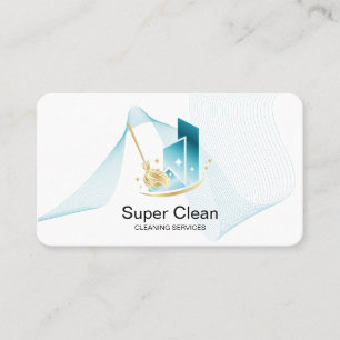 Tarjeta De Visita Servicios Modernos de Limpieza Profesional de Casa