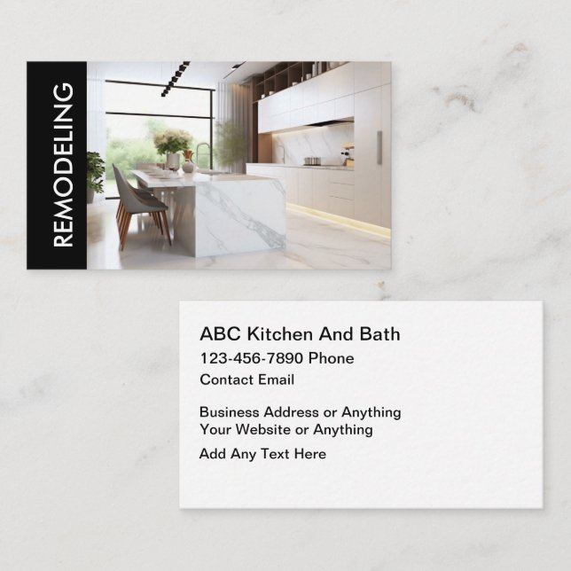 Tarjeta De Visita Servicios Modernos de Remodelación de Hogar (Anverso / Reverso)
