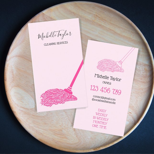 Tarjeta De Visita Servicios modernos de tintorería de madejas rosa (Subido por el creador)