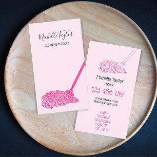 Tarjeta De Visita Servicios modernos de tintorería de madejas rosa