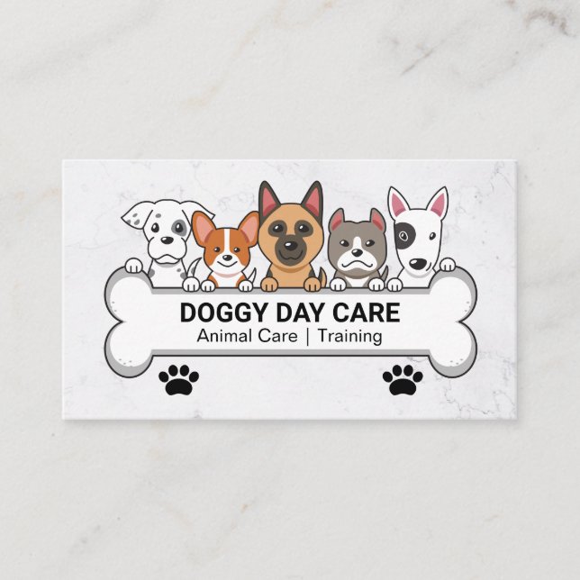 Tarjeta De Visita Servicios para animales | Grupo de perros | Doggie (Anverso)
