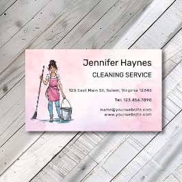 Tarjeta De Visita Servicios Pink Happy Bright Clean Limpieza Lady