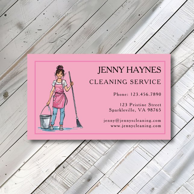 Tarjeta De Visita Servicios Pink Happy Bright Clean Limpieza Lady (Subido por el creador)