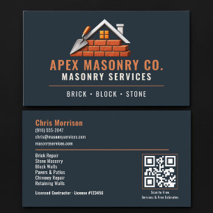Tarjeta De Visita Servicios Profesionales de Albañilería Código QR