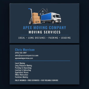 Tarjeta De Visita Servicios Profesionales de Camiones de Mudanza